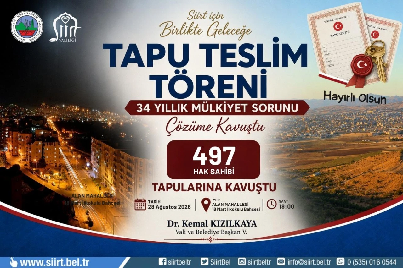 34 Yıldır Bekliyorlardı! Siirt&rsquo;te 497 Hak Sahibi Tapusuna Kavuşuyor