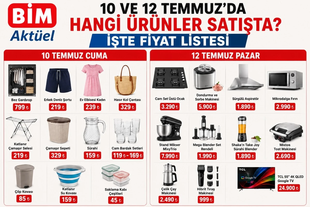 BİM Akt&uuml;el Kataloğu Yayımlandı! 7, 10 ve 12 Temmuz'da Hangi &Uuml;r&uuml;nler Satışta? İşte Fiyat Listesi