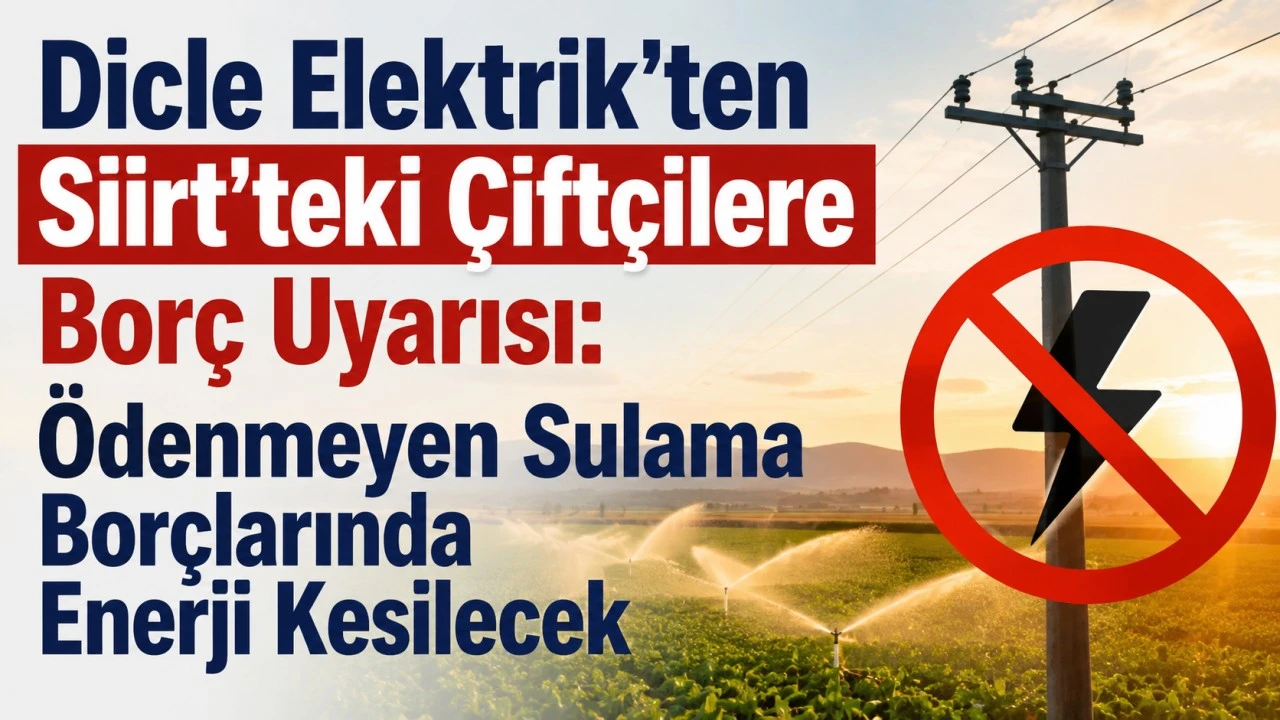 Dicle Elektrik'ten Siirt'teki &Ccedil;ift&ccedil;ilere Bor&ccedil; Uyarısı: &Ouml;denmeyen Sulama Bor&ccedil;larında Enerji Kesilecek