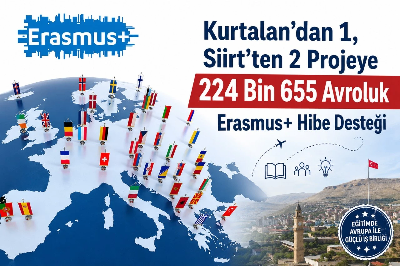 Kurtalan&rsquo;dan 1, Siirt&rsquo;ten 2 Projeye 224 Bin Avroluk Erasmus+ Hibe Desteği