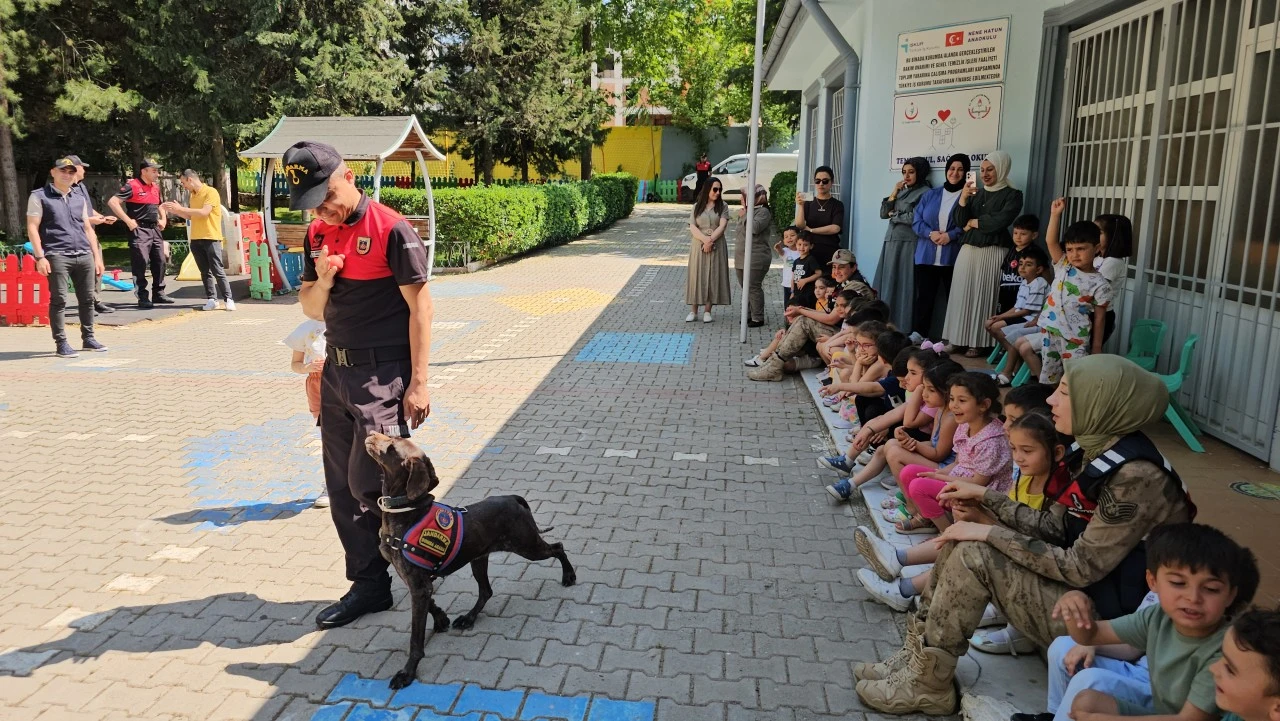 Siirt'te Jandarmanın Eğitimli K&ouml;pekleri Miniklerle Buluştu: Anaokulunda Renkli G&ouml;steri