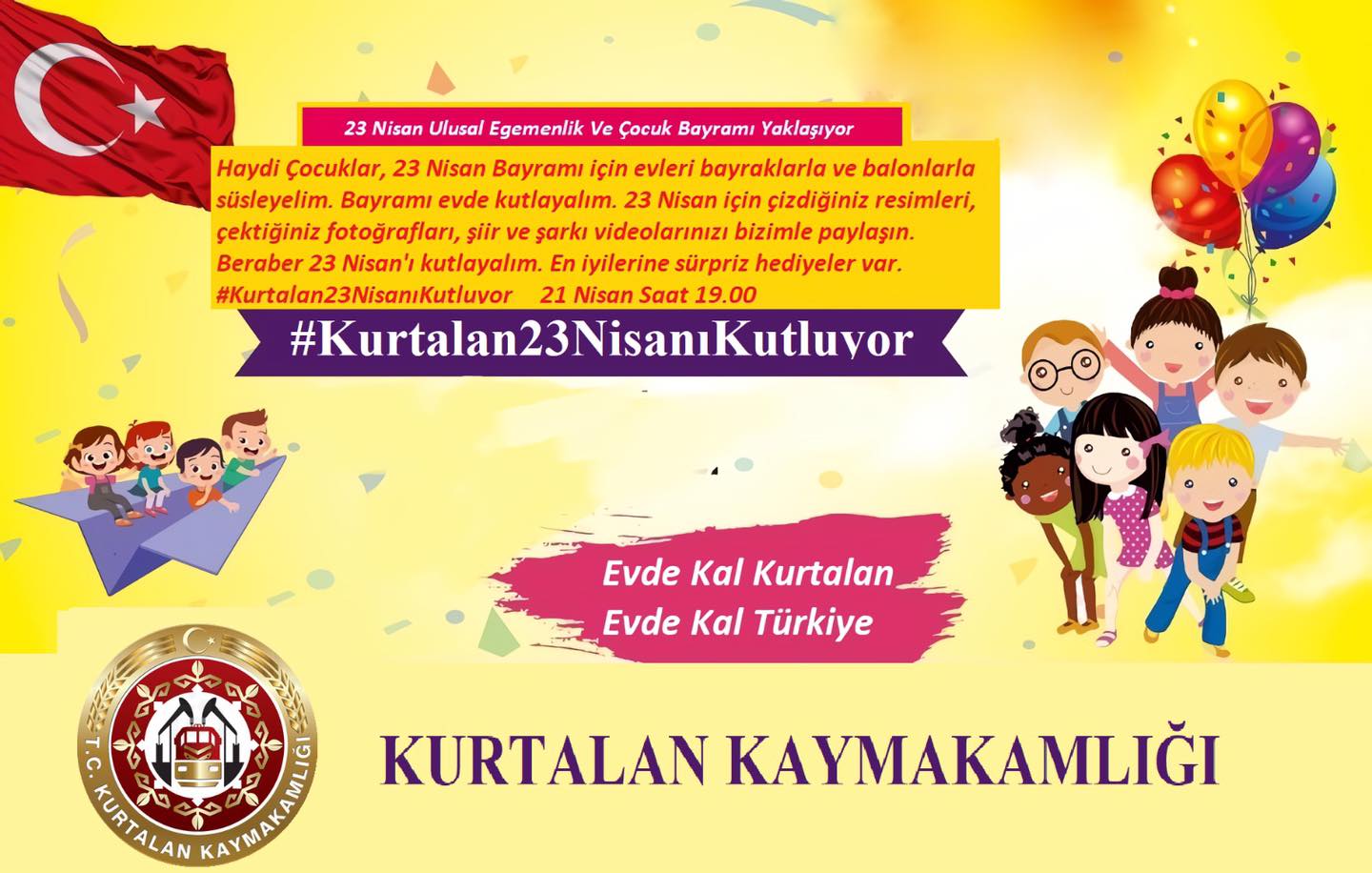 &Ccedil;ocuklara 23 Nisan s&uuml;rprizi