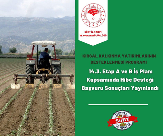 Kırsal Kalkınma Yatırımları Hibe Desteği Başvuru Sonu&ccedil;ları Yayınlandı