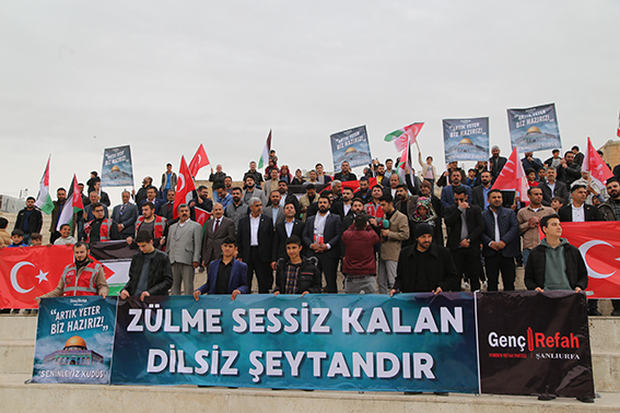 İsrail'in Mescid-i Aksa saldırısı&nbsp;Şanlıurfa'da protesto edildi