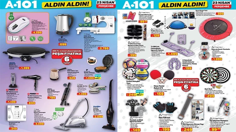 A101 Aldın Aldın 23 Nisan 2026 Akt&uuml;el &Uuml;r&uuml;nleri Yayımlandı! Bu Hafta A101 Broş&uuml;r&uuml;nde Neler Var, Hangi &Uuml;r&uuml;nler Rafta Olacak? Cam Temizleme Robotu, Su Sebili, LED Ekran ve Trambolin Fiyatı Şaşırtıyor? İşte A101 Haftanın Yıldızla