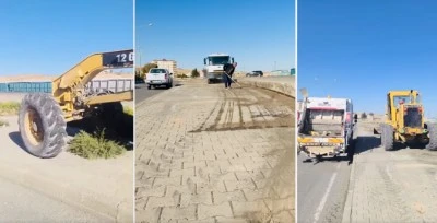 Belediye ekiplerinden kaldırım mesaisi