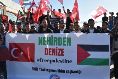 Bitlis'te, Filistin'e destek yürüyüşü düzenlendi