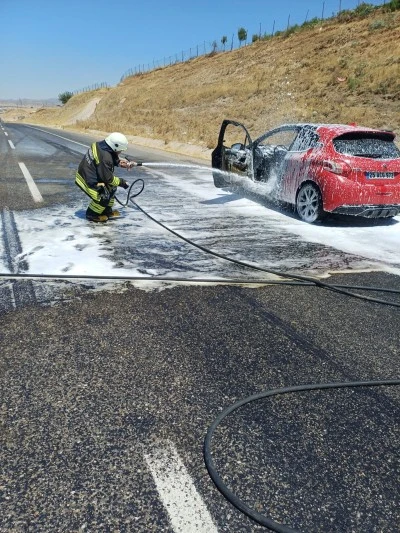 Diyarbakır'da otomobilde çıkan yangını itfaiye ekipleri söndürdü