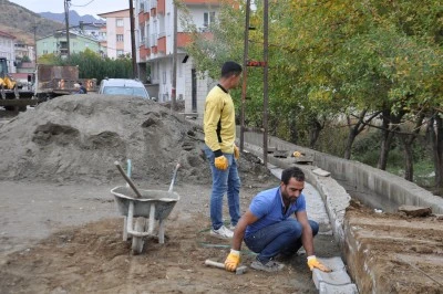 Hizan'da yollar parke taşıyla yenileniyor