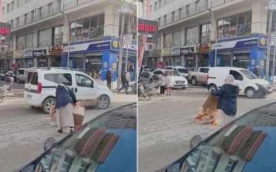Kurtalan&rsquo;da Bir Kadın Yol Ortasında Ateş Yaktı