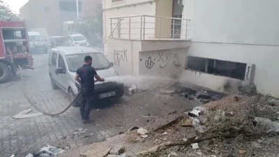 Kurtalan’da çıkan yangın binaya ve araçlara sıçramadan söndürüldü