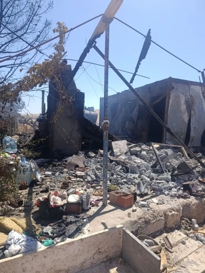 Kurtalan’da depremzede ailenin konteyneri yandı