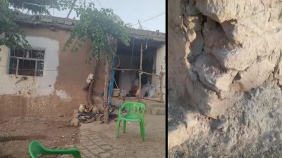 Kurtalan’da evi yıkılma tehlikesi altındaki 9 kişilik aile köy konağına sığındı