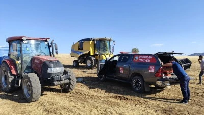 Kurtalan'da Hasat Sırasında Biçerdöverde Yangın Çıktı
