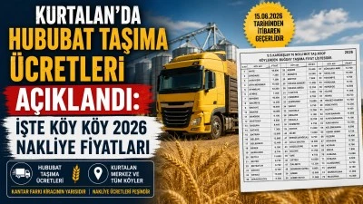 Kurtalan&rsquo;da Hububat Taşıma &Uuml;cretleri A&ccedil;ıklandı: İşte K&ouml;y K&ouml;y 2026 Nakliye Fiyatları