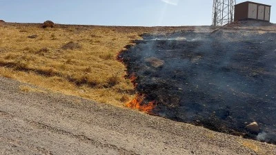 Kurtalan’da kopan elektrik kablosu yangına neden oldu
