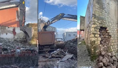 Kurtalan&rsquo;da tehlike oluşturan bina yıkıldı