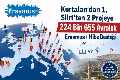 Kurtalan&rsquo;dan 1, Siirt&rsquo;ten 2 Projeye 224 Bin Avroluk Erasmus+ Hibe Desteği