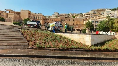 Mardin'de bazı noktalara lavanta dikildi