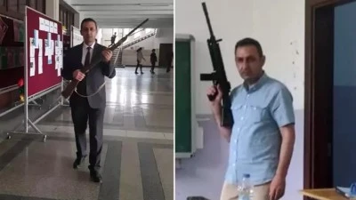 Müdür yardımcısı elinde tüfekle sınıfa girdi!