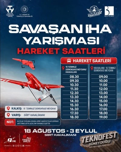 Siirt Belediyesi&rsquo;nden TEKNOFEST Savaşan İHA Yarışması&rsquo;na &uuml;cretsiz ulaşım desteği