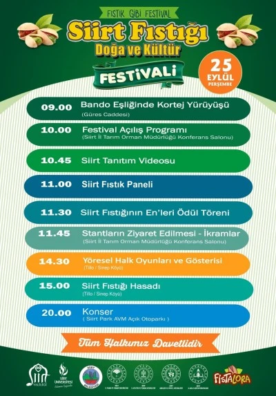 Siirt Fıstığı Doğa ve Kültür Festivali Başlıyor