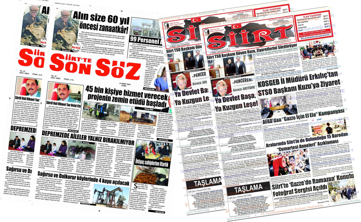 Siirt Gazeteleri Manşetlerinde Öne Çıkan Başlıklar