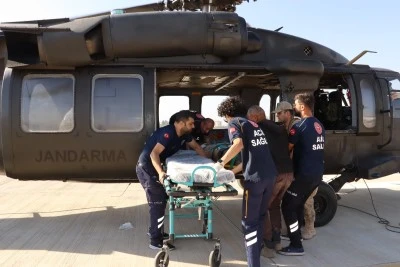 Siirt’te iş kazası geçiren işçi jandarma helikopteriyle hastaneye sevk edildi