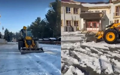 Siirt&rsquo;te Okul Bah&ccedil;elerinde Kar ve Buzla M&uuml;cadele S&uuml;r&uuml;yor