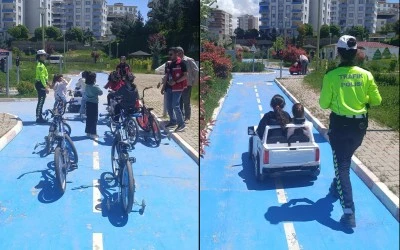 Siirt'te Trafik Haftasında &Ccedil;ocuklara Uygulamalı Eğitim
