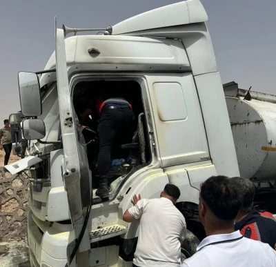 Silopi'de seyir halindeki tankerde yangın çıktı