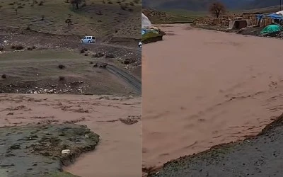 Kurtalan&rsquo;da Kendalan K&ouml;y&uuml; Deresi Taştı